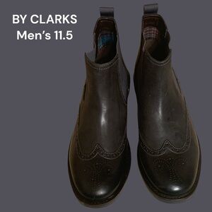 Men’s Clarks Hommes | Slip-On Boots 
Sz 11.5 | Black Leather | Wing Tips